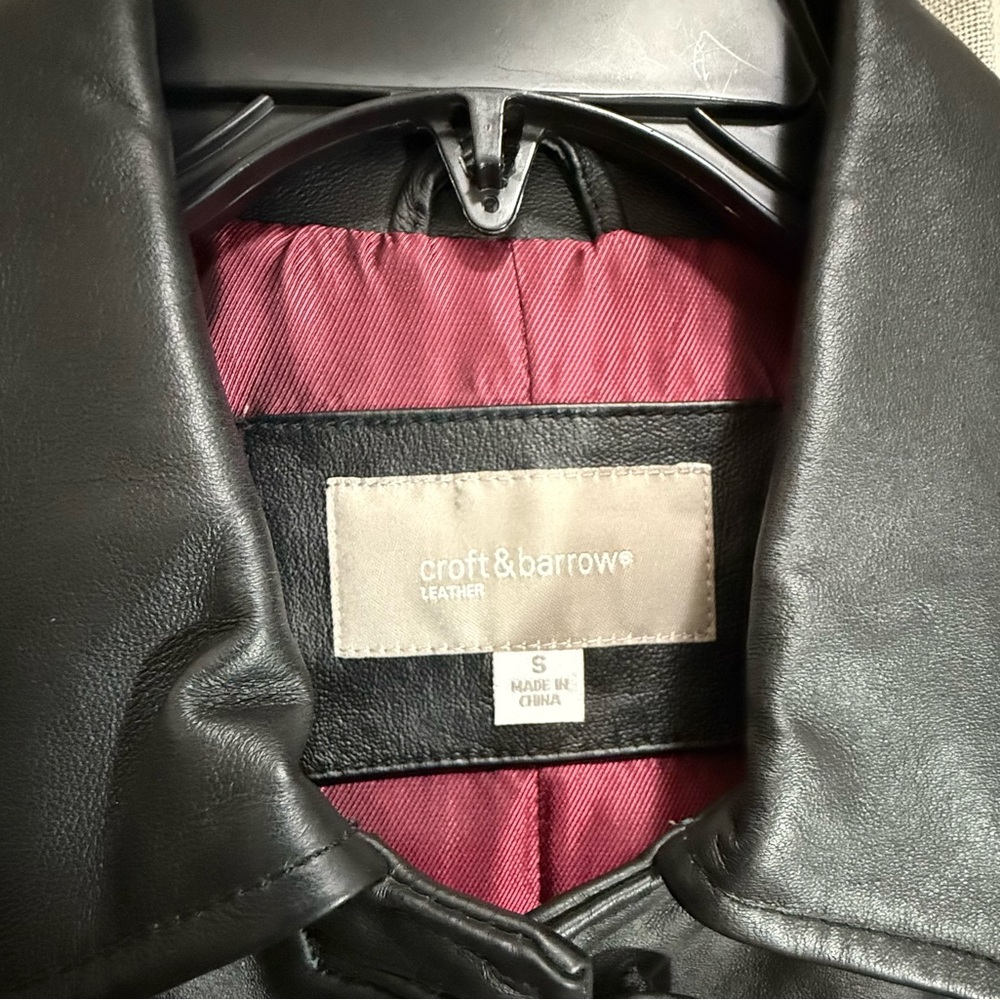 Croft & Barrow Black Leather Jacket 4-Button Classic Coat Women's Size Small - Picture 4 of 7